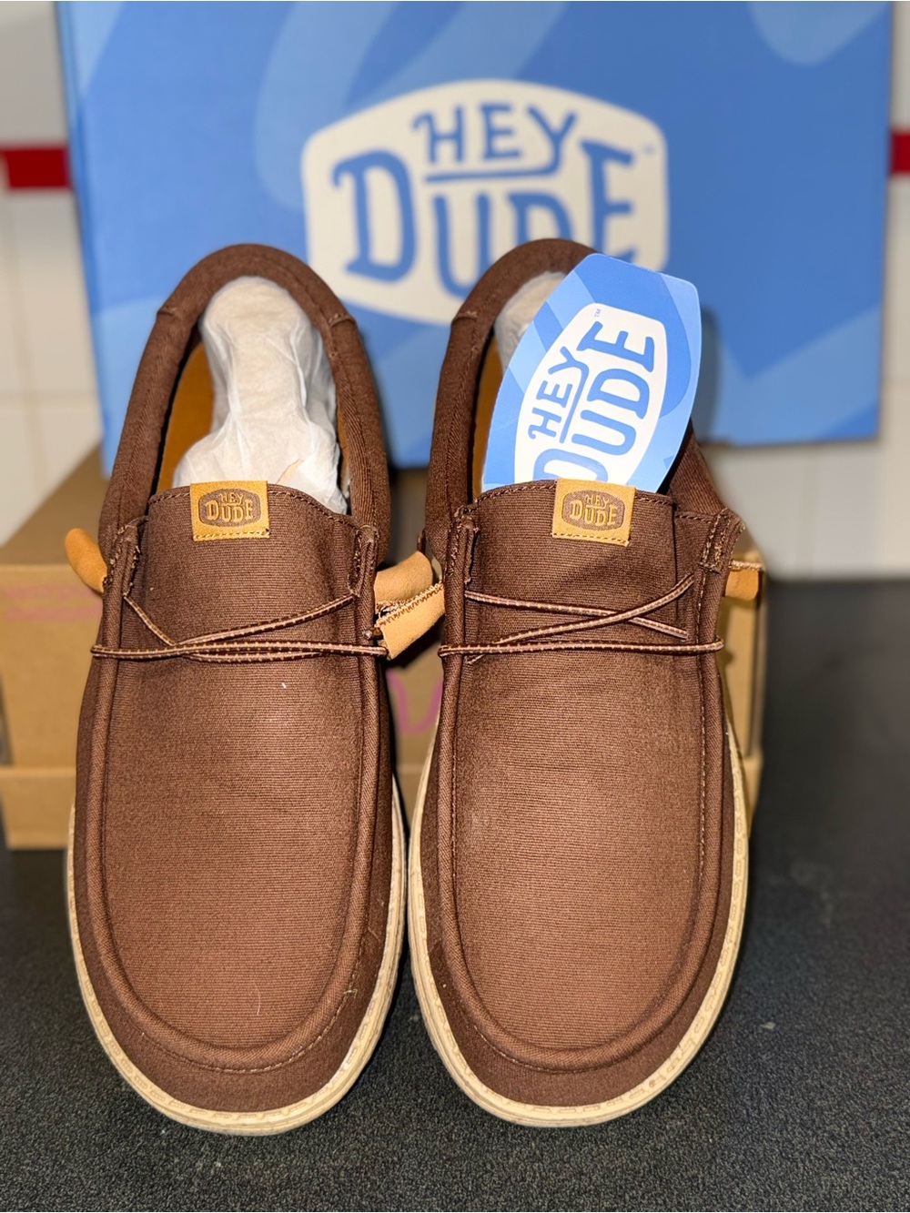 Hey Dude Brown Canvas Slip-On Loafers